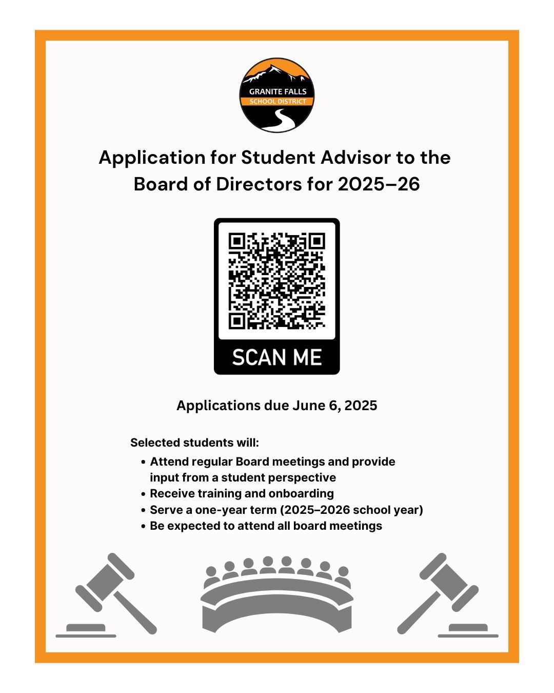  Application for Student Advisor to the Board of Directors 2025–2026 School Year 